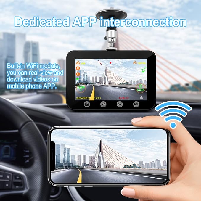 VSYSTO 3CH WiFi Truck Dash Cam, 4.5'' Screen GPS HD 1080P Front & 720P Sides Infrared Night Vision Lens Backup Camera System DVR for Semi Trailer Van Tractor Car RV, G-Sensor Loop Recording