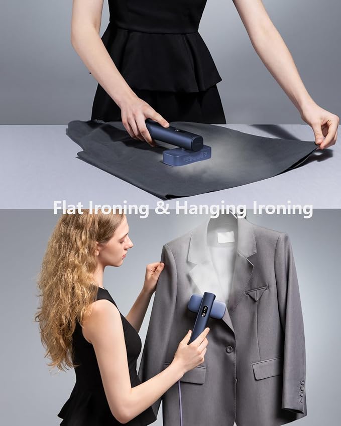 G5 Pro Travel Steamer For Clothes, 110-240V Portable Handheld Irons-15S Fast Heat Up, Auto Shut-Off Rotating Head With Big Iron Panel, 100Ml Tank Self-Standing For Global Travel (BLUE)