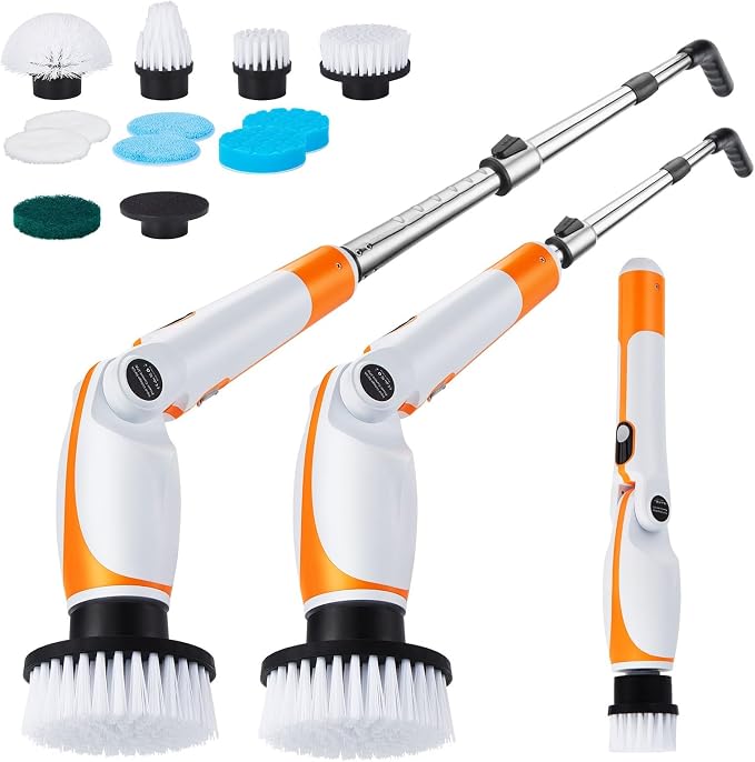 Electric Spin Scrubber with Extendable Handle & 4 Adjustable Angles, High-Speed Cleaning Brush for Versatile Deep Cleaning, Perfect for Bathroom, Shower, Tub, Tiles & Floors