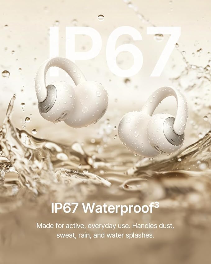 Baseus Bowie MC2 Open Ear Clip On Earbuds, CloudComfort 2.0 Wrap-Around Design, LDAC Hi-Res Audio, Bluetooth 6.0, 55H Playtime, 4-Mic AI Clear Call, IP67 Waterproof for Running Gym Workouts