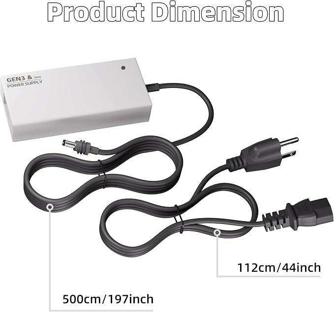 DAIERTEK Starlink Gen 3 Power Supply, AC Charger with Power Cord, 144W Adapter for Gen3 Standard, Multi-Protection, 100-240V