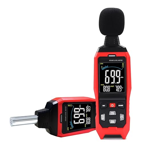 Decibel Meter Data Logger Digital Sound Level Meter with Alarm, A/C/Z Weighting dB SPL Meter 30~130dB, 1999 Data Record, Noise Measure Device with Data Hold Backlight for Home, Factory, Classroom
