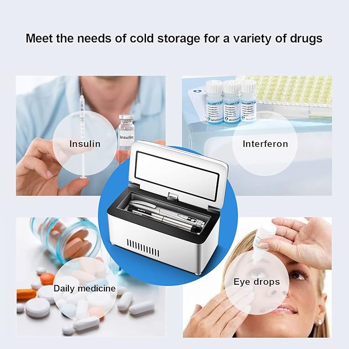 insulin fridge medcine cooler trave case with handle 2~8°C Keep Cooling with LED Display, Travel Medical Cooler Box with Handle (S)