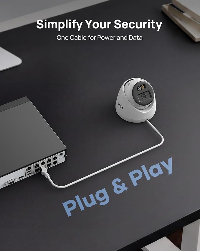 ANNKE C500 2Pcs 5MP IP Security Camera, Red and Blue Light Alarm, Color Night Vision, 2-Way Audio, Outdoor PoE Camera with H.265+, 120dB WDR, 3D DNR, Support Up to 512GB Micro SD, IP67, Remote Access