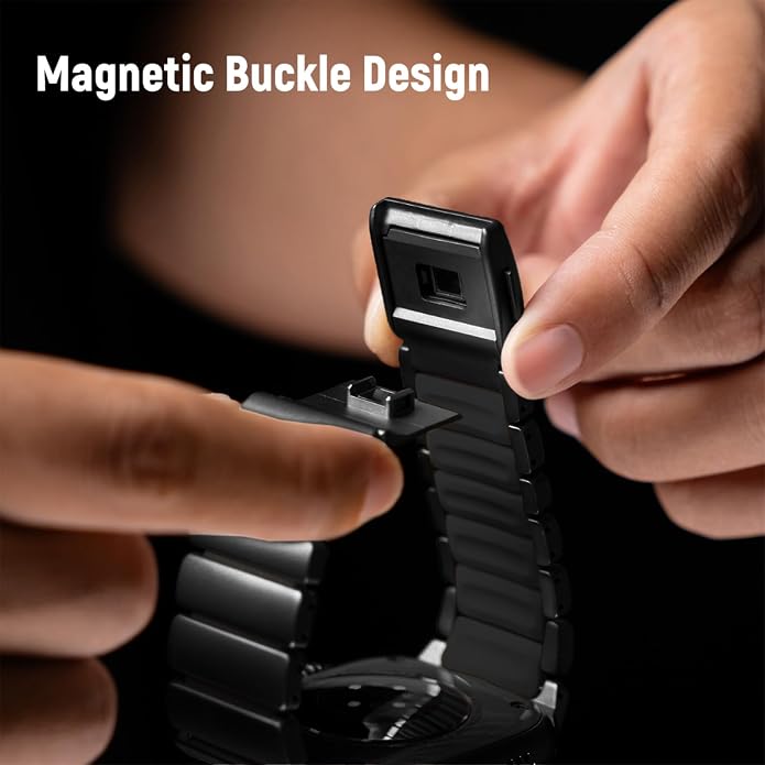 Magnetic Titanium Band Compatible with Apple Watch Ultra 3/2/1 Band 49mm Series 11 10 46mm 45mm 44mm 42mm SE 3/2/1 9 8 7 6 5 4,Luxury Silicone Dual-Layer Link For iwatch Men Women
