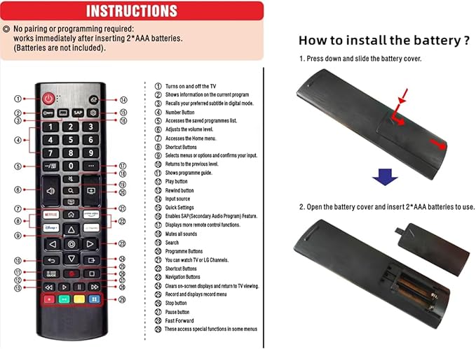 (Pack of 2) Universal Remote Control for All LG Smart TVs. Replacement for All LG TV Remotes.1-Year Warranty.