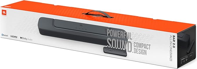 JBL BAR-2-0-ALL-IN-ONE-MK2 Compact 2ch Soundbar with Dolby Digital and 2 Year Amber Protection Plan (2022)