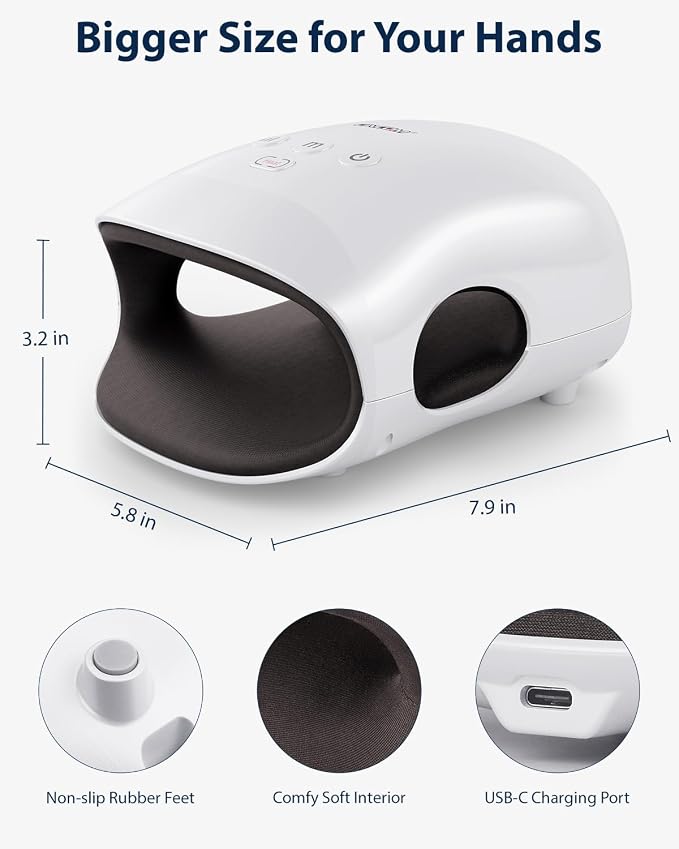 CINCOM Hand Massager with Heat & Compression, Cordless Rechargeable Hand Massager Relaxing Gifts for Women, Mom, Wife(White)