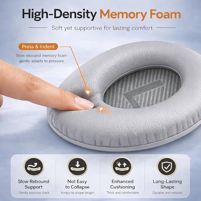 Replacement Ear Pads for Bose QuietComfort 35 (QC35) & Quiet Comfort 35 II (QC35 ii) Headphones, Soft Protein Leather Ear Cushions with Noise Isolation, Memory Foam, Extra Durability