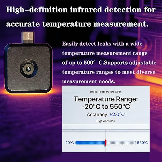 HT9606-HK Mobile Thermal Imager, 96×96 UHD Infrared, ±2°C Precision, Supports Android, high Cost-Performance Thermal Imaging Camera | Ideal for home energy leak detection, car diagnostics, HVAC inspection, electrical troubleshooting & DIY repairs