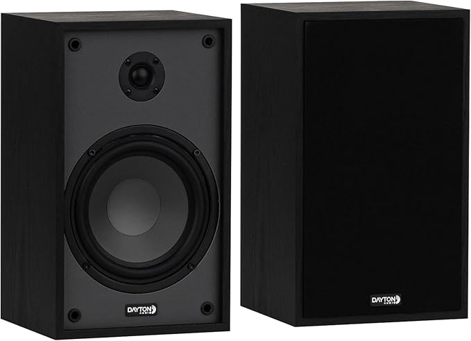 Dayton Audio Classic B65 Bookshelf Speakers, 6.5" Woofer & 1" Tweeter, Passive 2-Way Design, 60W RMS, for Music, TV & Home Audio Systems – Black