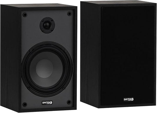 Dayton Audio Classic B65 Bookshelf Speakers, 6.5" Woofer & 1" Tweeter, Passive 2-Way Design, 60W RMS, for Music, TV & Home Audio Systems – Black