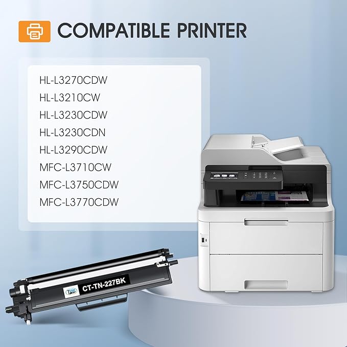 TN227 TN-227BK/C/M/Y High Yield Toner Cartridge 4 Pack:Compatible Replacement for Brother TN 227 TN-227 TN-223BK/C/M/Y TN223 for HL-L3270CDW MFC-L3770CDW HL-L3290CDW MFC-L3750CDW HL-L3210CW Printer