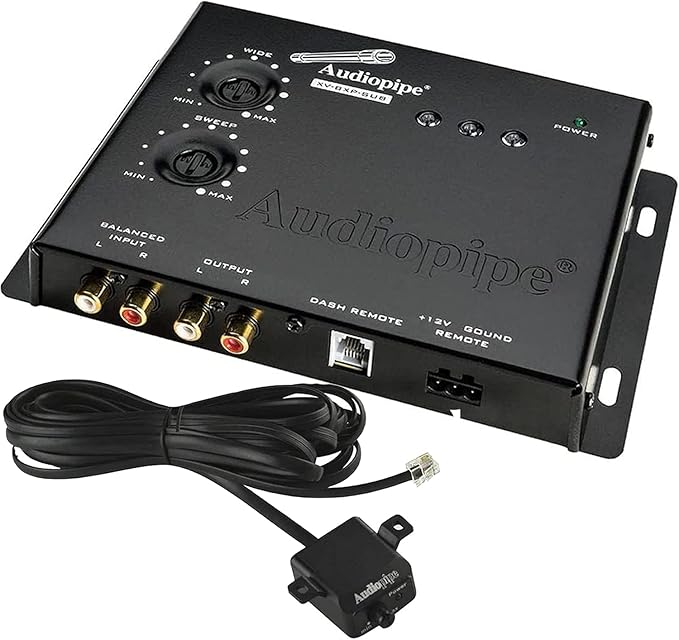 AudioPipe XV-BXP-SUB 15V Car Audio System Digital Sound Equalizer Epicenter Enhancer Restoration Signal Processor Bass Booster w/Remote Knob, Black