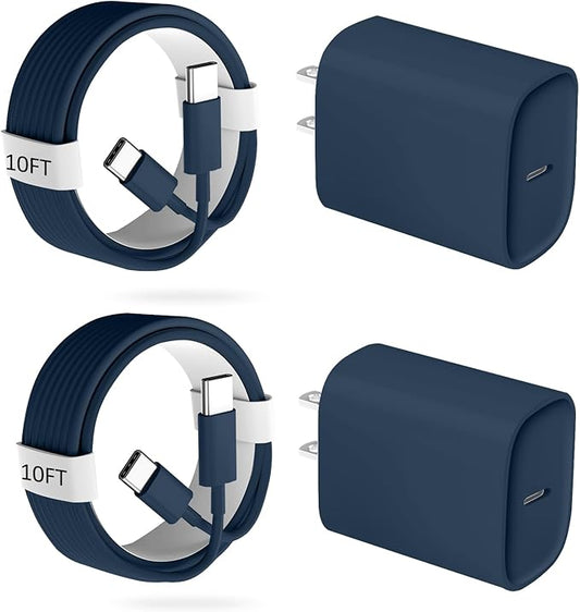 Phone 17 16 15 Pro Charger Fast Charging, 20W USB C Fast Charger Block with 10FT Long Type C Chargers Fast Charging Cable Cord for Phone 17/17 Pro/17 Pro Max/Air/16 Pro Max/16 Pro/15Pro Max/Pro, S24