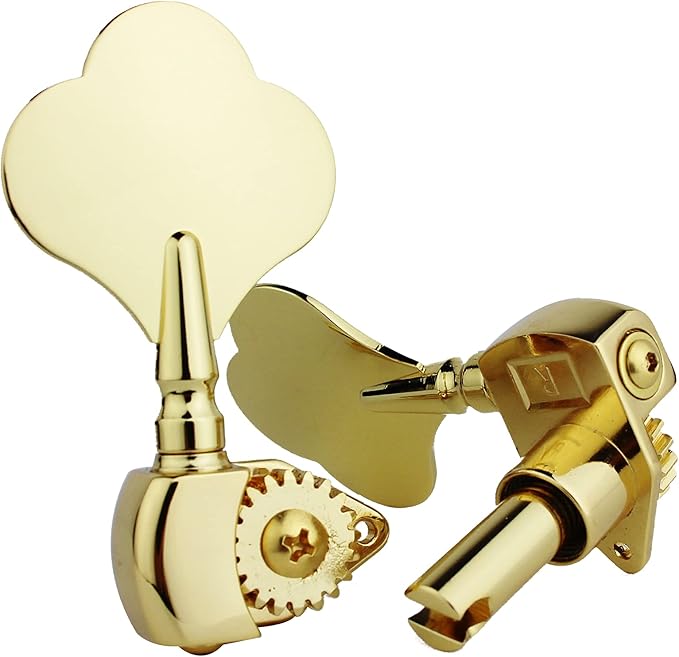 Guyker Open Frame Electric Bass Machine Head (2R + 2L) - 1:20 Ratio Gear Tuners Tuning Key Pegs - golden
