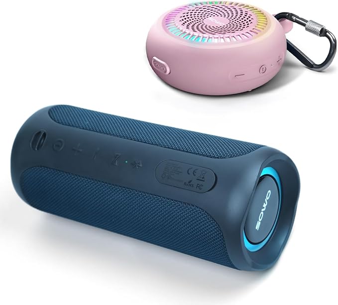 Bluetooth Shower Speaker Waterproof - Small Portable Bluetooth Speaker Wireless with Clip - Powerful Bass and Louder Volume - Colorful Lights and Lightweight