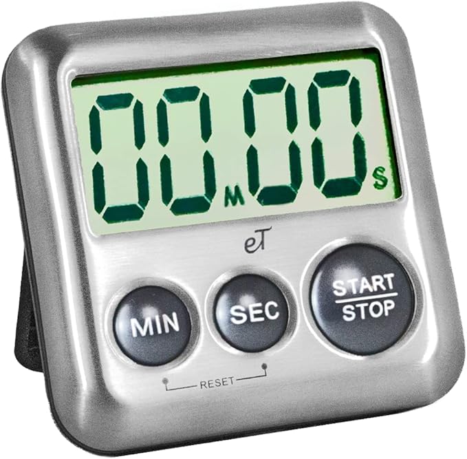 Elegant Digital Kitchen Timers 2 Pack Bundle Featuring Stainless Steel Models eT-23 and Model eT-27, Auto Shutoff Auto Memory
