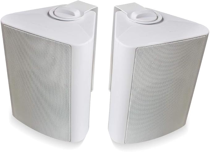 Herdio 5.25 Inch Indoor Outdoor Speakers Wired Waterproof 300 Watt Wall Mount Speakers for Patio, Deck, Garage,Covered Porch All Weather Resistance(A Pair,White)