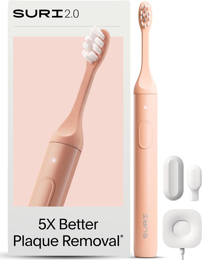 SURI 2.0 New Sonic Electric Toothbrush with Pressure Sensor | 1 Month+ Battery | Electric Toothbrush for Adults | Travel Toothbrushes | Tooth Brush | Pink
