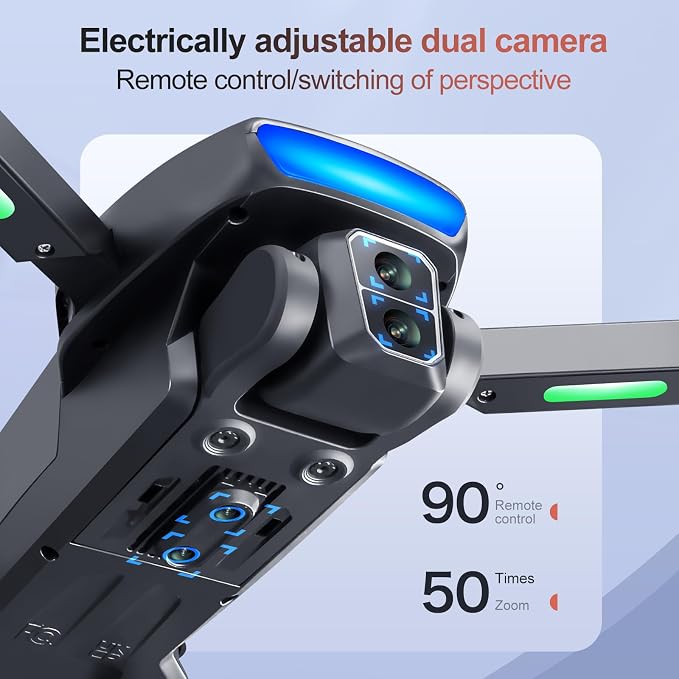 ikaufen S181 Drone with Camera for Adults GPS RC Drone With 4K HD Dual Camera WiFi FPV Foldable Quadcopter Aircraft +2 Battery (S181 No screen control+ 2 Battery)
