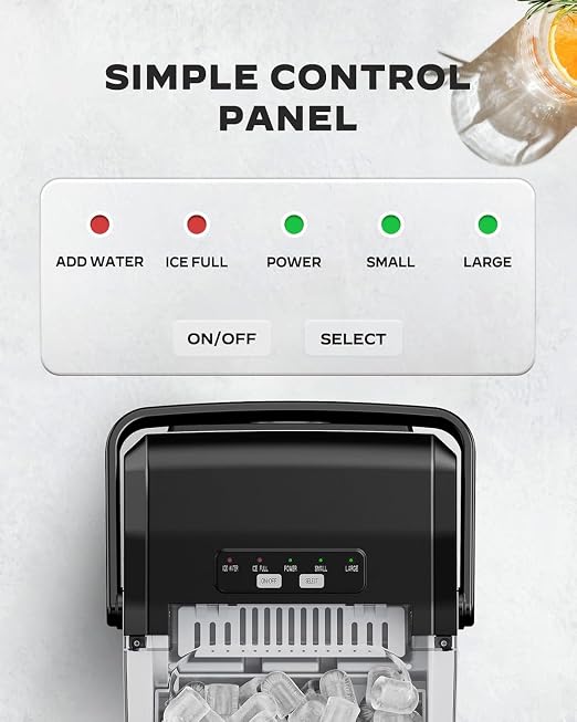 Silonn Countertop Ice Maker, 26 lbs/Day Fast Ice in 6 Mins, Self-Cleaning Compact Ice Machine for Home Kitchen Office Parties, Black