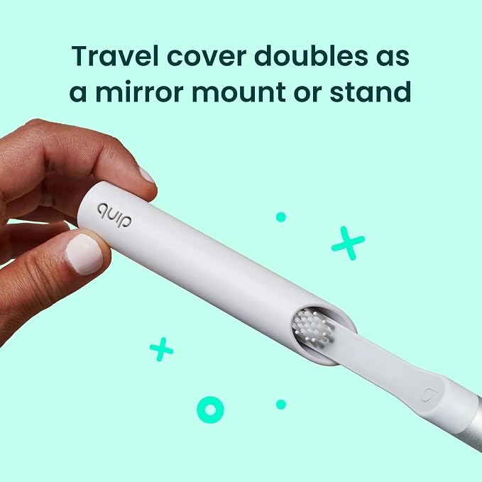 Quip Metal Sonic Electric Toothbrush for Adults - Time Travel & Soft Bristles with Travel Case & Replacement Brush Head - 3 Month Battery Life, Pride Rainbow