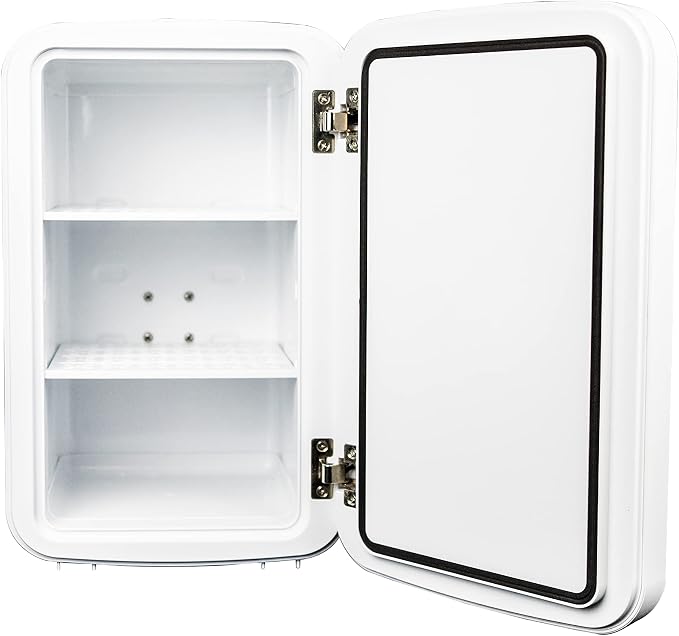 Danby DBMR02624WD43 7.4L Mini Fridge with Mirror & Light in White LED light digital display touch activated 7.4 L / 0.26 cu.ft. capacity