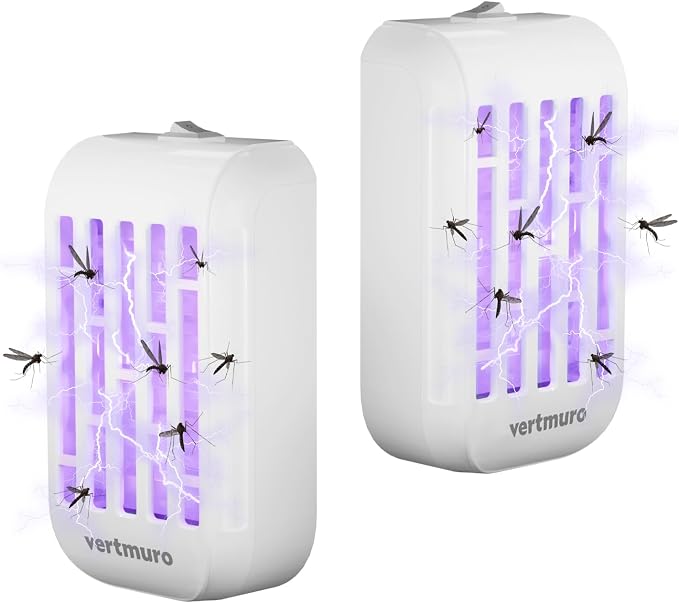 Indoor Bug Zapper, Electric Plug in Flying Insects Mosquito Killer with UV LED Light, Portable Gnat Fly Trap for Home, Kitchen, Bedroom, Office(2 Pack)
