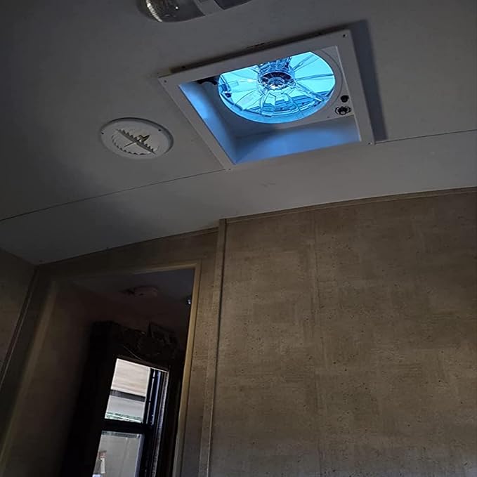 RV Roof Vent Fan, 12V DC 14" Super Quiet Reliable Manual RV Roof Fan, 3-Speed, Reversible