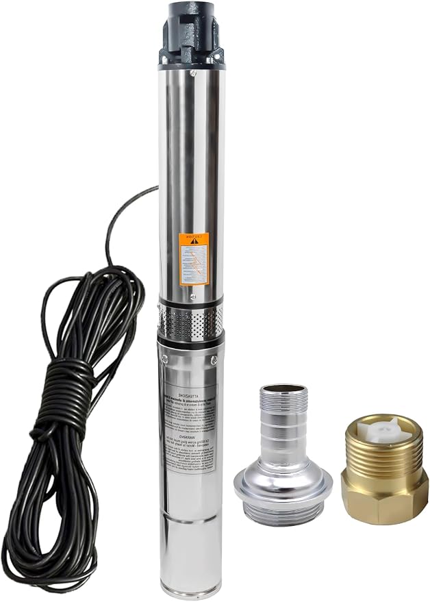 4" Deep Well Submersible Pump, 1 HP, 110V, 60 Hz, 33 GPM, 276FT Max Head, Stainless Steel Well Pump with Check Valve & 100 Feet Long Electric Cord,M#07