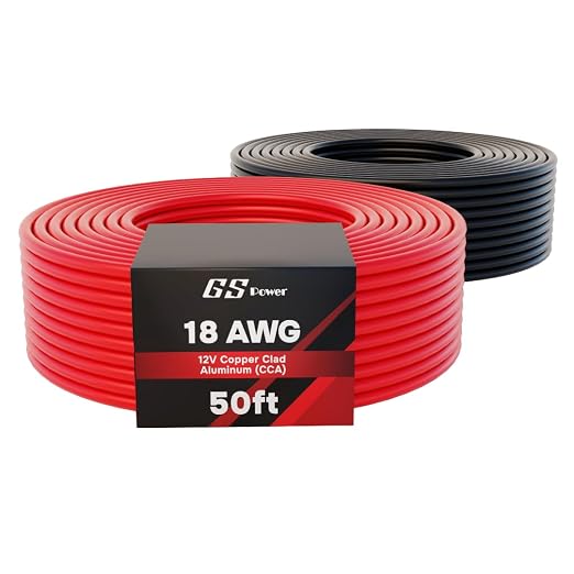 GS Power 100ft CCA 18 Gauge Wire Automotive, 50ft Spool-Red/Black, 18 AWG 12v, Speaker Electrical Wire Low Voltage Primary for Car Stereo Audio Trailer Harness Hookup Wiring LED Light DIY