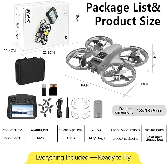 CloudWings Drone with camera for kids and Remote – Beginner RC Drone for Kids with Brushless Motor, Optical Flow Hover, One-Key Takeoff, FPV Video （grey, 1 Batteries)