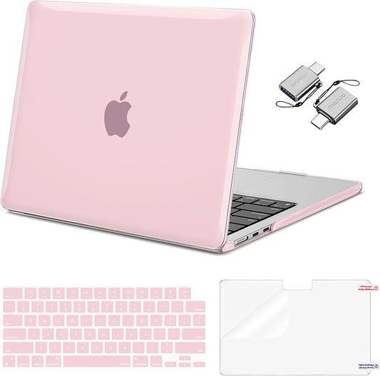MOSISO Compatible with MacBook Air 13 inch Case M5 2026 M4 2025 M3 M2 2024-2022 A3449 A3240 A3113 A2681, Hard Shell&Keyboard Cover&Screen Film&Type C for MacBook Air 13.6 inch Case, Rose Pink