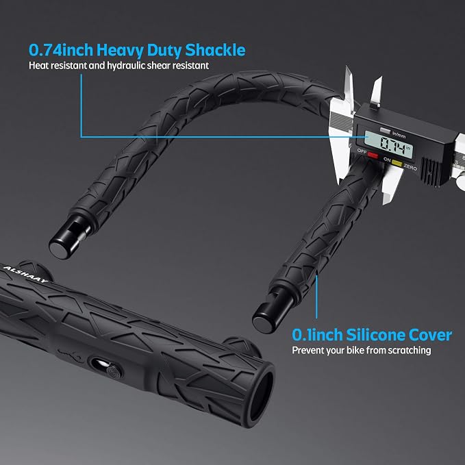 Heavy Duty Bike U Lock - Super Strong 12 Ton Shear, 20mm U Shape Lock Anti-Theft Silicone Covered Electric Scooter Lock Keyhole with Sliding Cover 4ft Steel Cable with Mounting Bracket and 3 Keys(S)