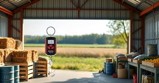 Klau Portable Mini Crane Scale,200 kg / 400 lb,Black and Red | Heavy Duty Digital, LCD Display with Backlight, For Home Farm Market Fishing Hunting