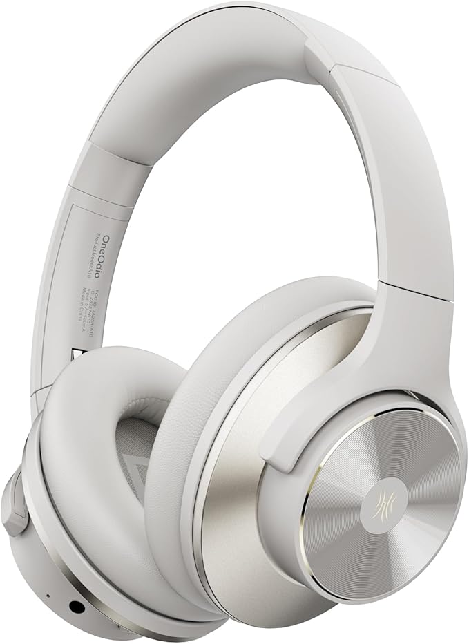 OneOdio Focus A10 Wireless Bluetooth Noise Cancelling Headphones - Hi-Res Audio, 50H Playtime, Built-in Mic, Compatibility with Apple & Android, Comfortable Over Ear Ideal for Travel Work