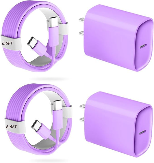 Phone 17 16 15 Pro Charger Fast Charging, 20W USB C Fast Charger Block with 6.6FT Long Type C Chargers Fast Charging Cable Cord for Phone 17/17 Pro/17 Pro Max/Air/16 Pro Max/16 Pro/15Pro Max/Pro, S24