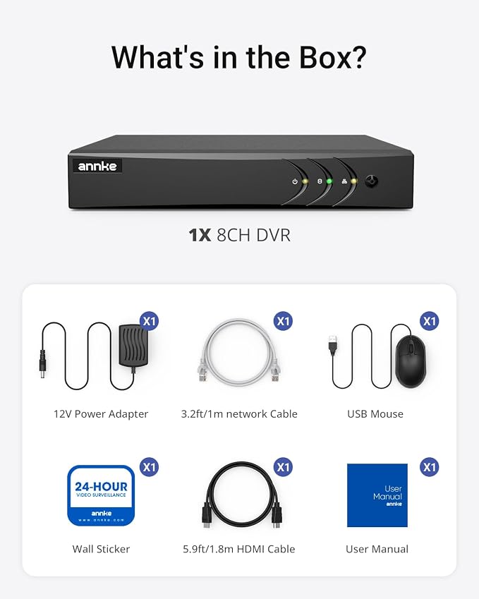 ANNKE 3K Lite H.265+ Security DVR Recorder with AI Human/Vehicle Detection,Hybrid 5-in-1 CCTV DVR for Surveillance Camera, Supports 8CH Analog and 2CH IP Cameras, Remote Access (No Hard Drive), Black