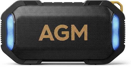 AGM MagROCK Magnetic Bluetooth Speaker, IP67 Waterproof, Drop-Proof, 8.5H Playtime, RGB Light, TWS Stereo Pairing, Strong Magnet Mount for Bike, Fridge, Toolbox