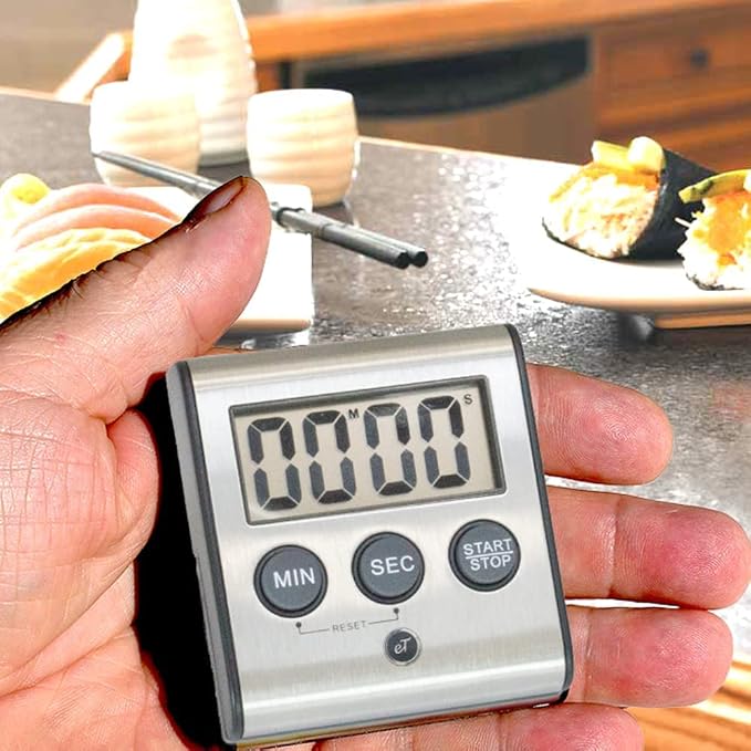 eTradewinds Elegant Digital Kitchen Timers 2 Pack Bundle Featuring Stainless Steel Models eT-23 and Model eT-78, Auto Shutoff Auto Memory