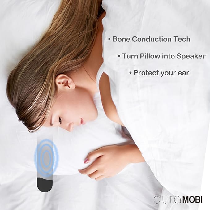 Bone Conduction Under Pillow Sleep Speaker, Ultra-Thin Bluetooth 5.3 Bedside Speaker, TF Card Slot, Auto-Off Timer, Private Audio for Side Sleepers & Light Sleepers (C807-White)