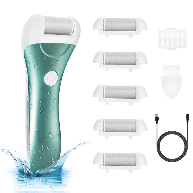 Callus Remover for Feet, Nicebirdie Electric Foot File Callus Removers Rechargeable Waterproof Pedicure Tools Foot Scrubber Shaver Feet Care Tool for Cracked Heels Dead Skin （Blue+White）