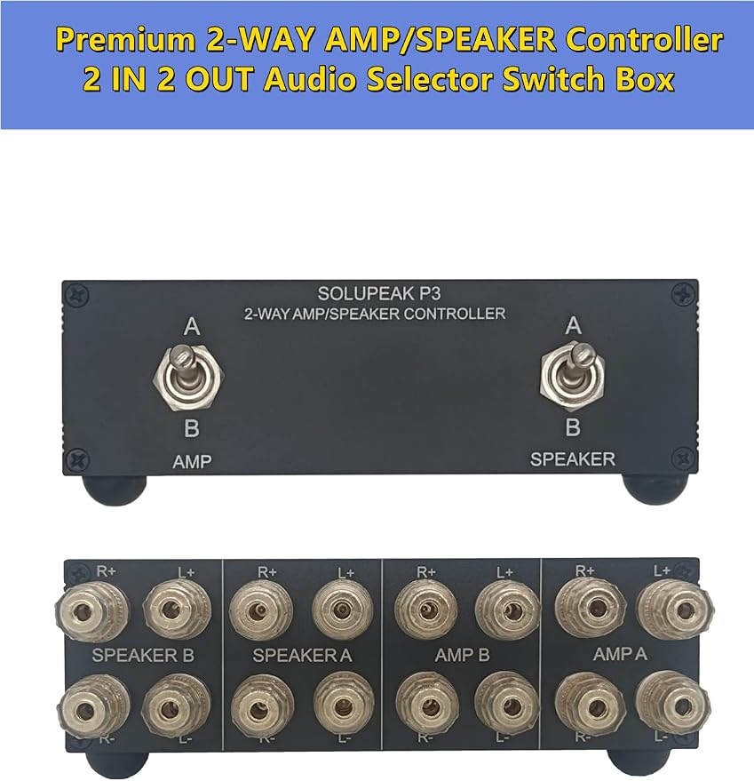 P3 2-WAY AMP Amplifier to 2 Pair of Speakers Selector Switch Switcher Splitter Combiner box 2 IN 2 OUT