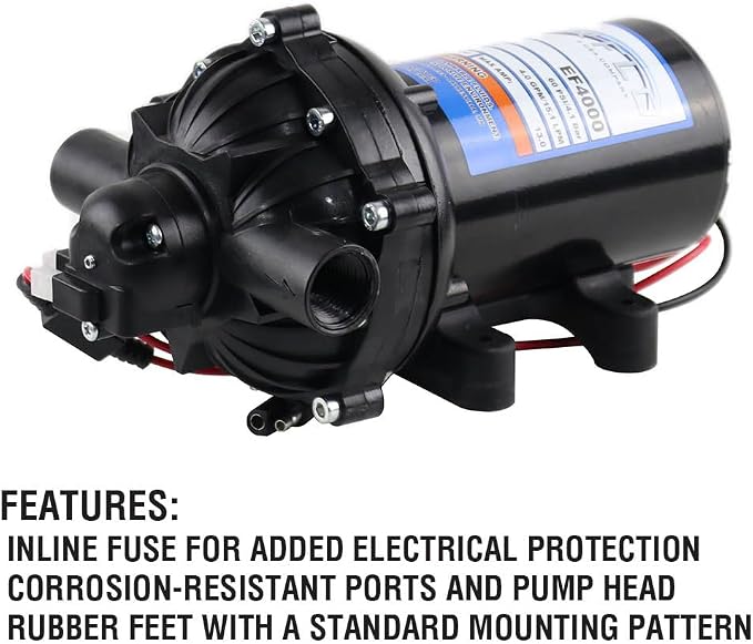 Everflo 4.0 GPM 12V Diaphragm Pump Boxed with 1/2" NPT Ports