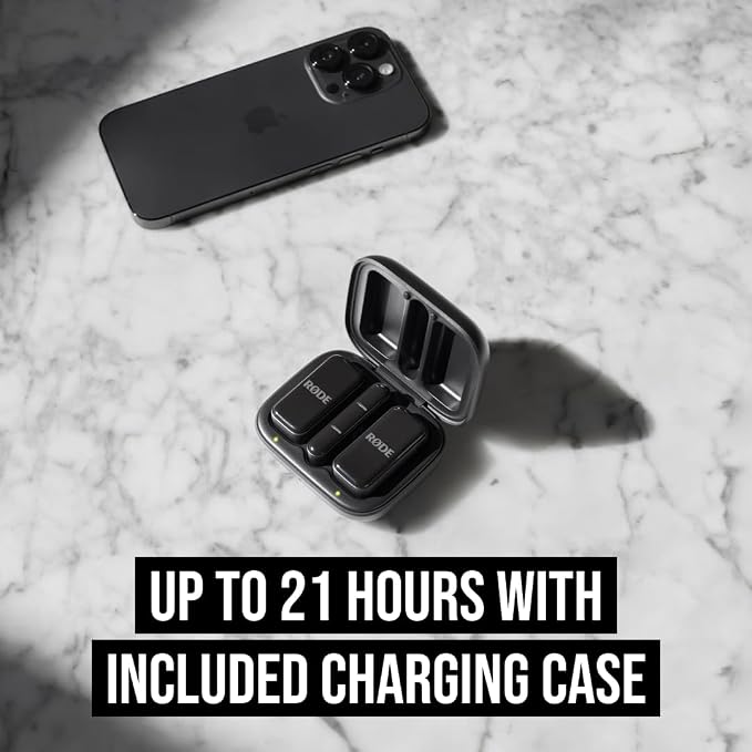 RØDE Wireless Micro — Compact Wireless Microphone for Lightning (X Through 14), Two Mics with Charging Case for Smartphone Content Creation, Black — NOT for iPhone 15+