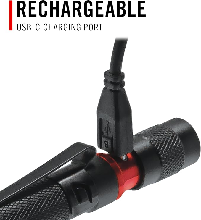 Coast HP3R 500 Lumen Rechargeable LED Penlight with Twist Focus, Red
