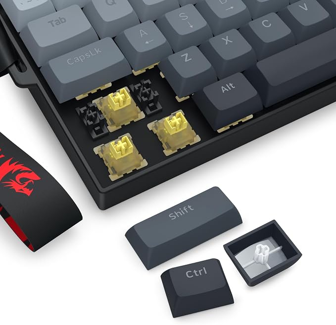 Redragon K617 HE Rapid Trigger Gaming Keyboard, 60% 61 Keys Wired Mechanical Keyboard w/Adjustable Hyper-Fast Actuation, Dedicated Hall Effect Magnetic Switch, PBT Gradient Keycap Strap Version