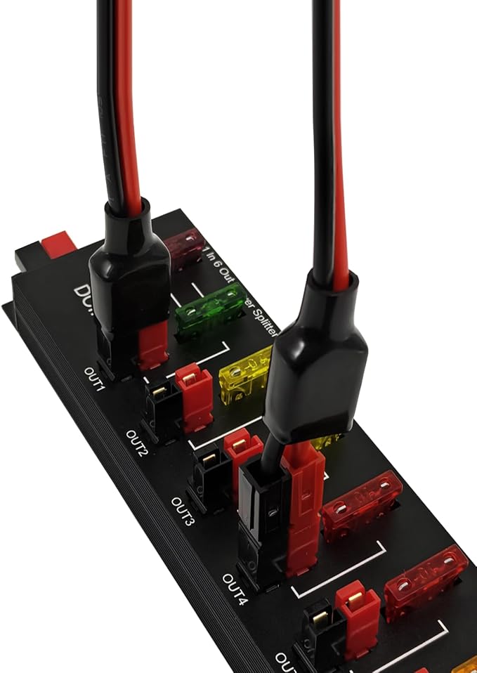 1 in 6 Connector Power Divider Power Board 40Amp Power Pole Distribution Block Module Powerpole Distribution Block Connector Power Splitter Distributor Source Strip