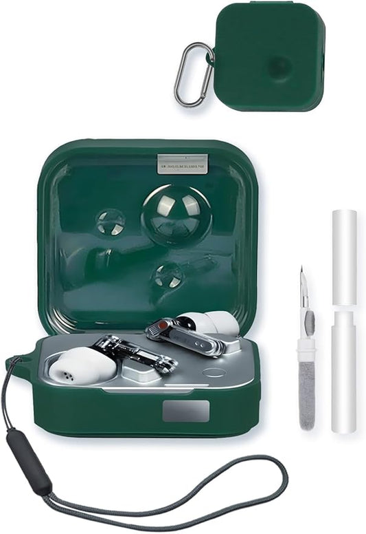 Case for Nothing Ear3 True Wireless Earbuds,Soft Protective,BOVUGAC Silicone Case Cover with Keychain & Cleaning Kit & Lanyard for Nothing Ear 3-Green